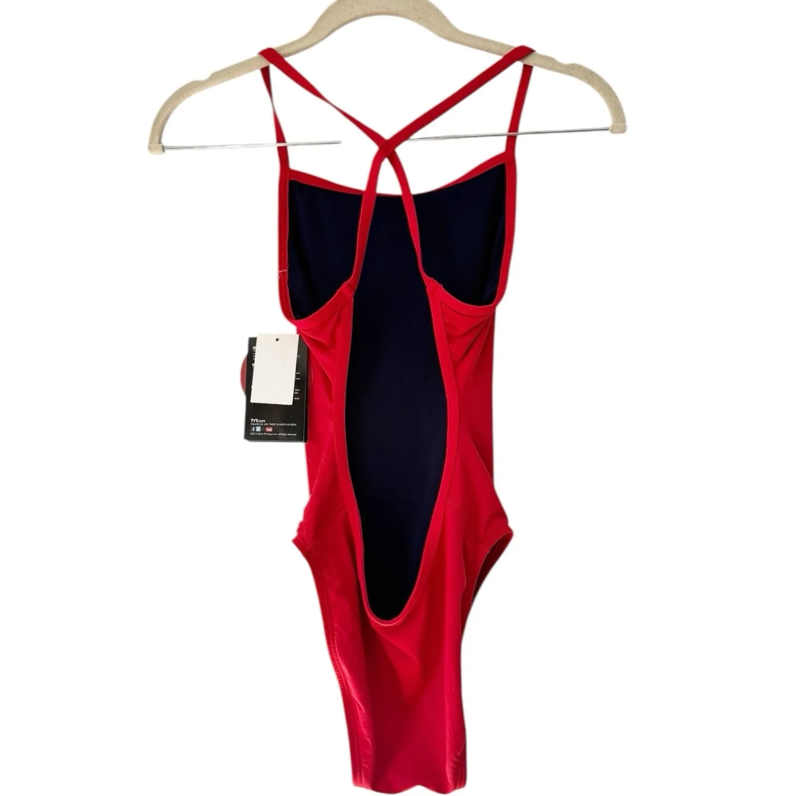 NWT TYR Guard Red One Piece Durafast Crosscut Swimsuit Size 32 US Womens 6 - Image 2