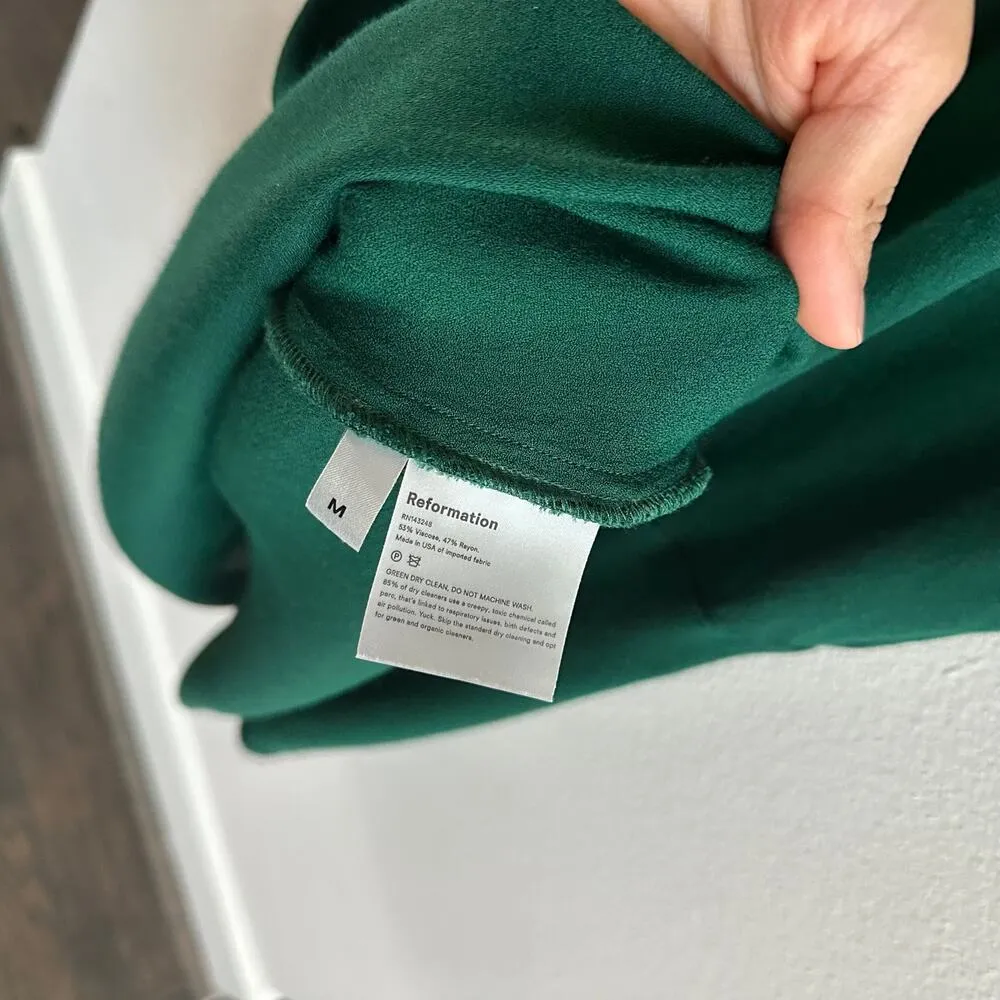 Reformation Christianna Dress Green Size Medium - Image 10