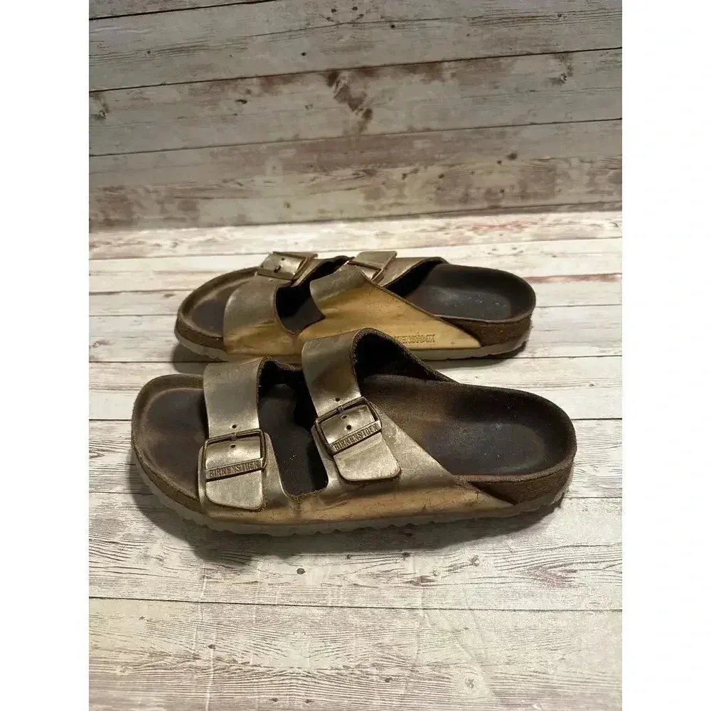 Birkenstock Arizona Soft Footbed Sandal Metallic Size 41 10 Copper Slip-on Boho - Image 5