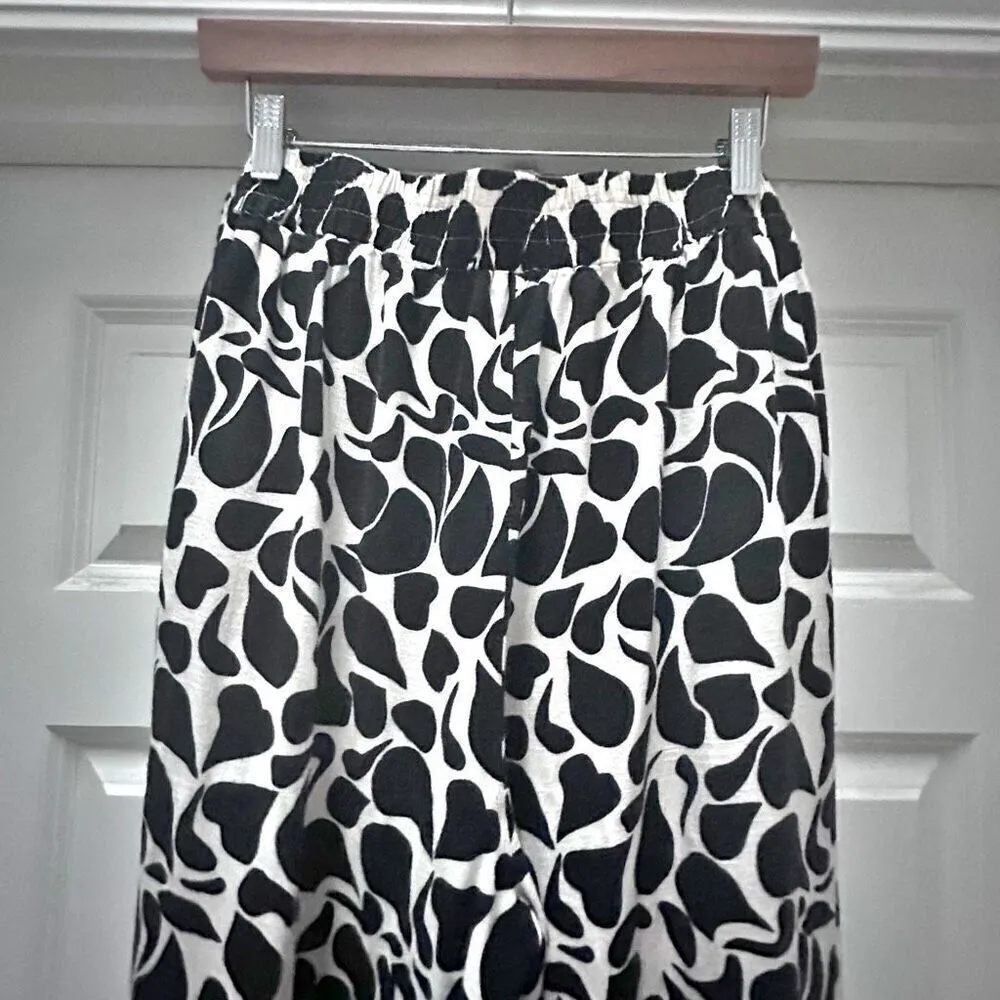 MAX STUDIO | Pull-On Wide Leg Pants Cream Ivory Black Foliage Print | Size 2X - Image 4