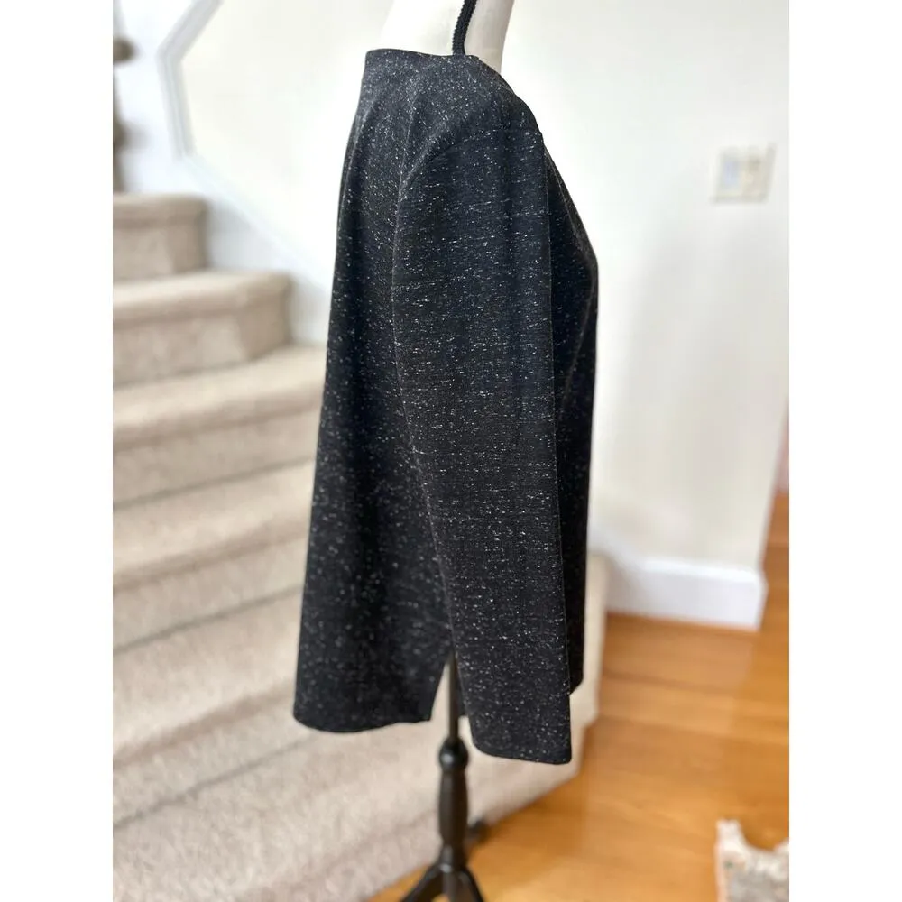 J.Jill Wearever Charcoal Grey Marled White Nub V-Neck Tunic - Image 3