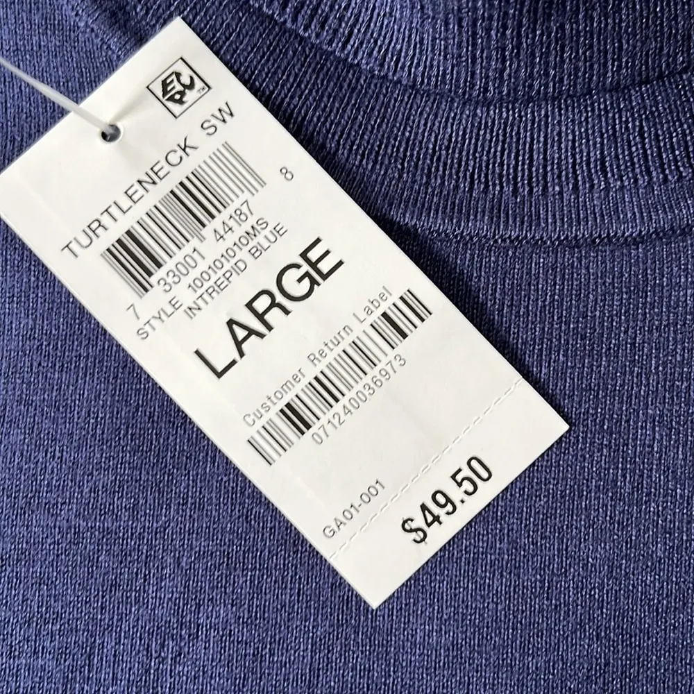 JM COLLECTION Ribbed Turtleneck Sweater intrepid blue size Large - Image 5