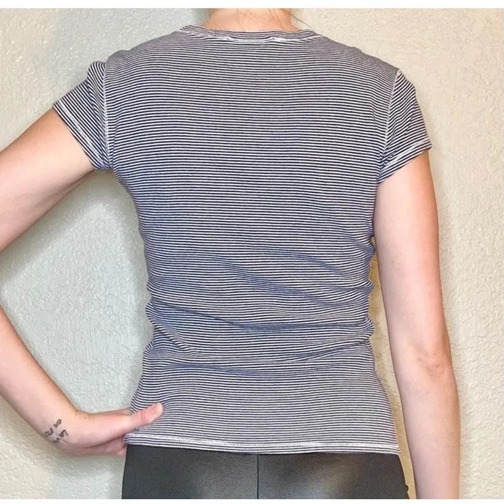 Ralph Lauren Polo Women Blue/White Stripe Crew Neck Short Sleeve T Shirt Small # - Image 2