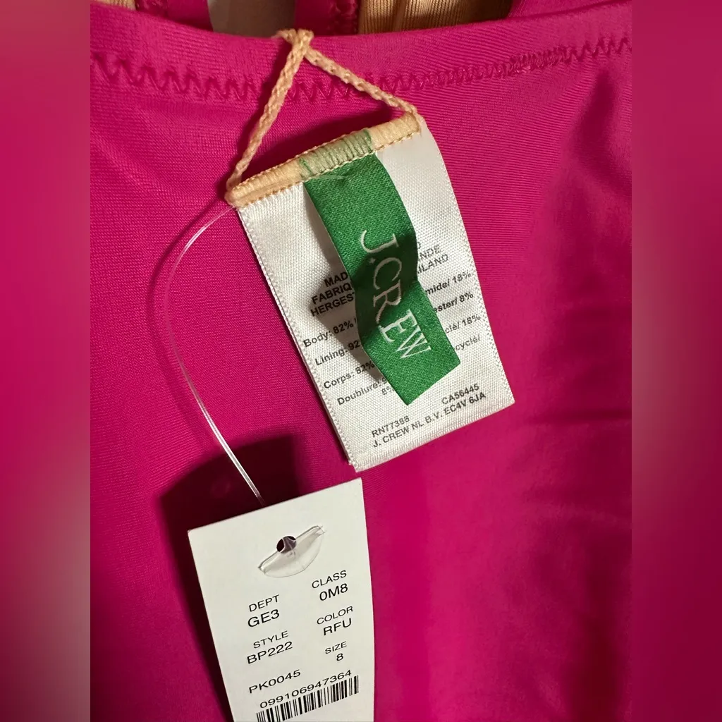 J‎ Crew Swimsuit Women’s Size 8 Ruched Ruffle One-Piece Pink Fuchsia V Neck New - Image 10