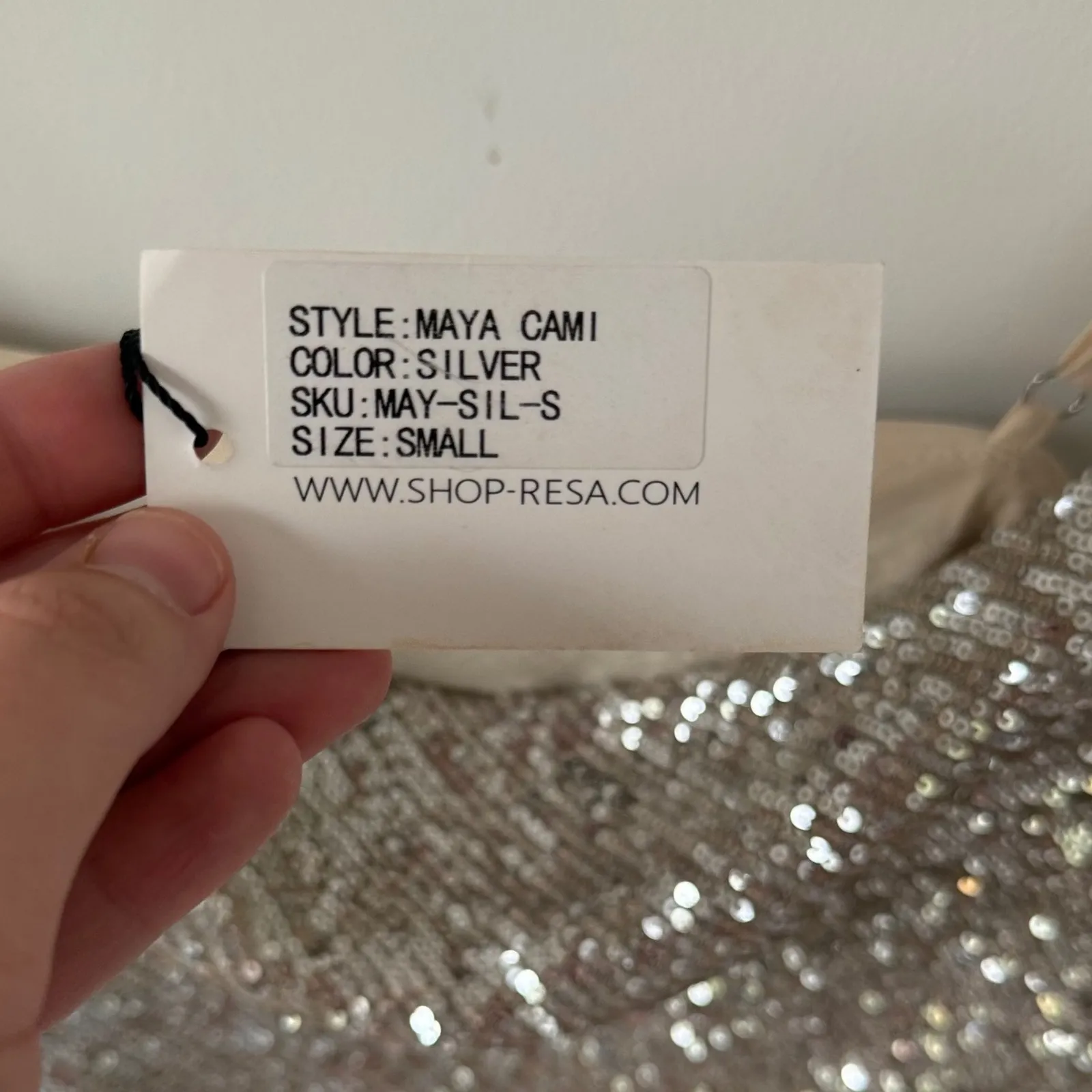 RESA Women's Maya Cowl Neck Cami In Silver Sequins Size‎ S NWT - Image 12