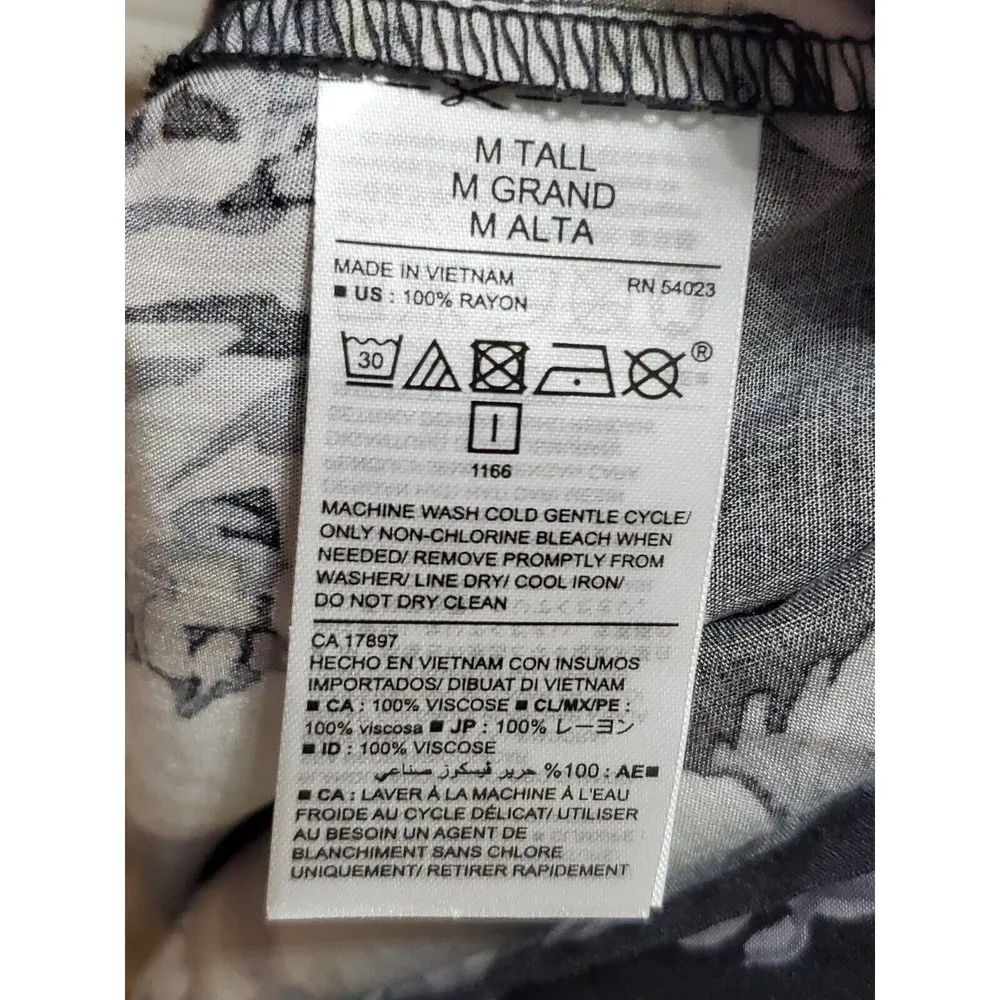 Old Navy Women's Black Floral Rayon Round Neck Long Sleeve Knee Length Dress M - Image 10