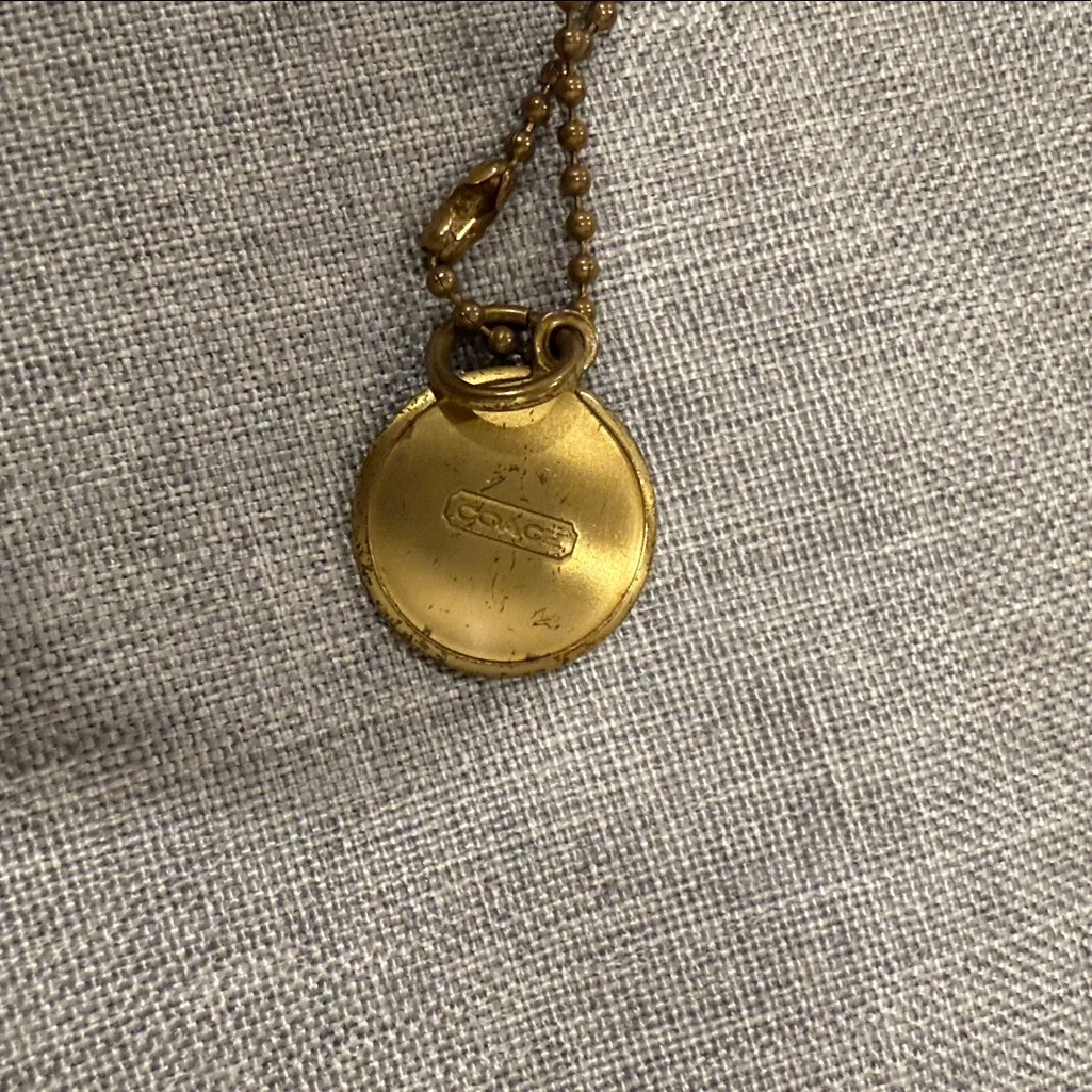 Coach Gold and White Hang Tag Keychain - Image 2