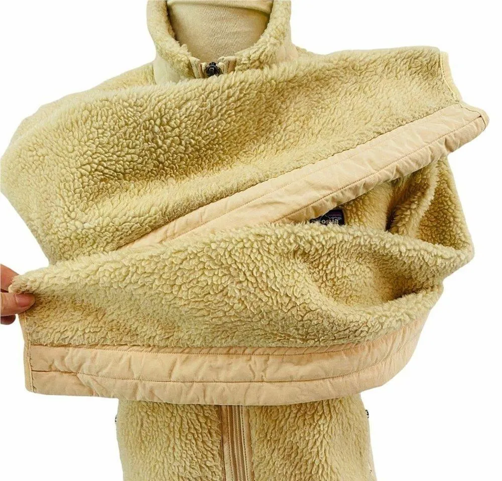 Patagonia Synchilla High Pile Full Zip Fleece Cream Jacket Medium - Image 6