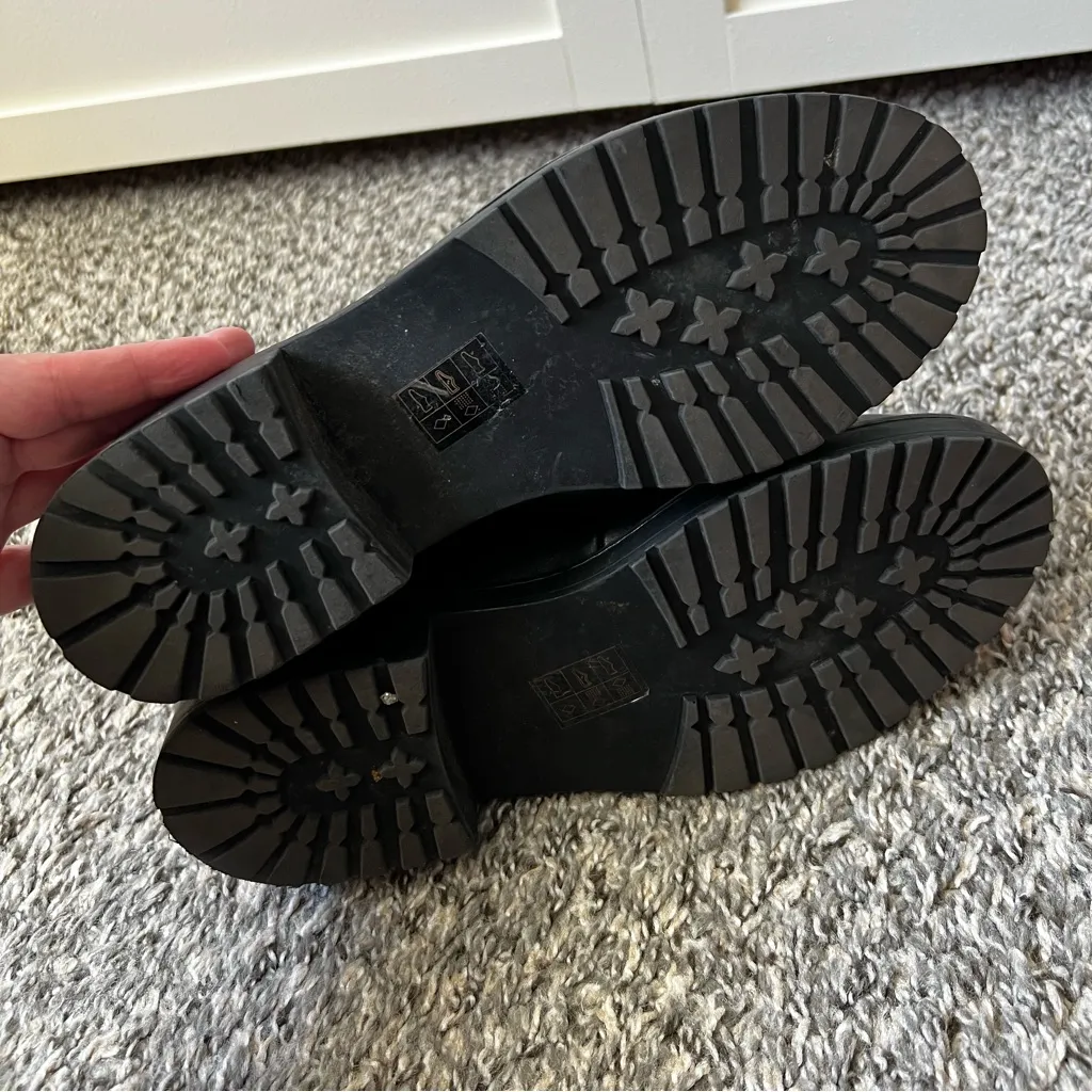 London Rebel ASOS Black Combat Lace Up Boots‎ Vegan Leather Size 8 - Image 6