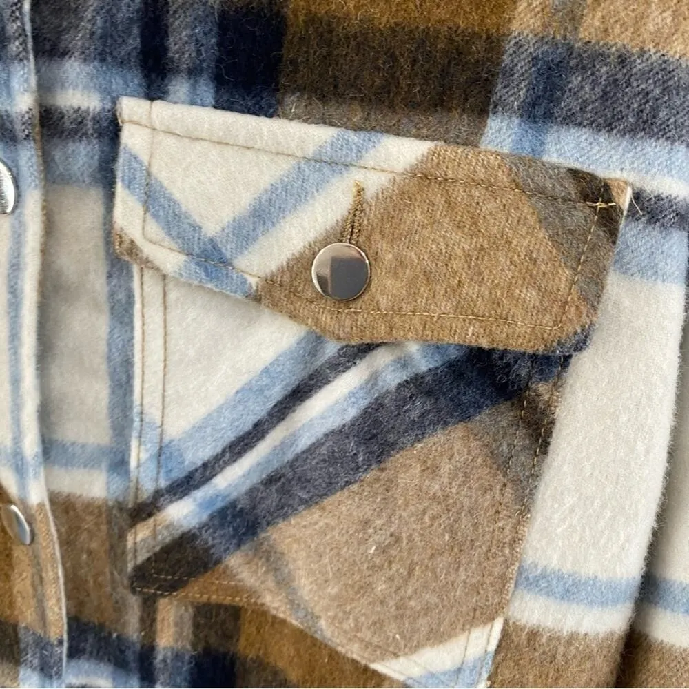 Zara | Wool Blend Plaid Overshirt Shacket Size Small - Image 4