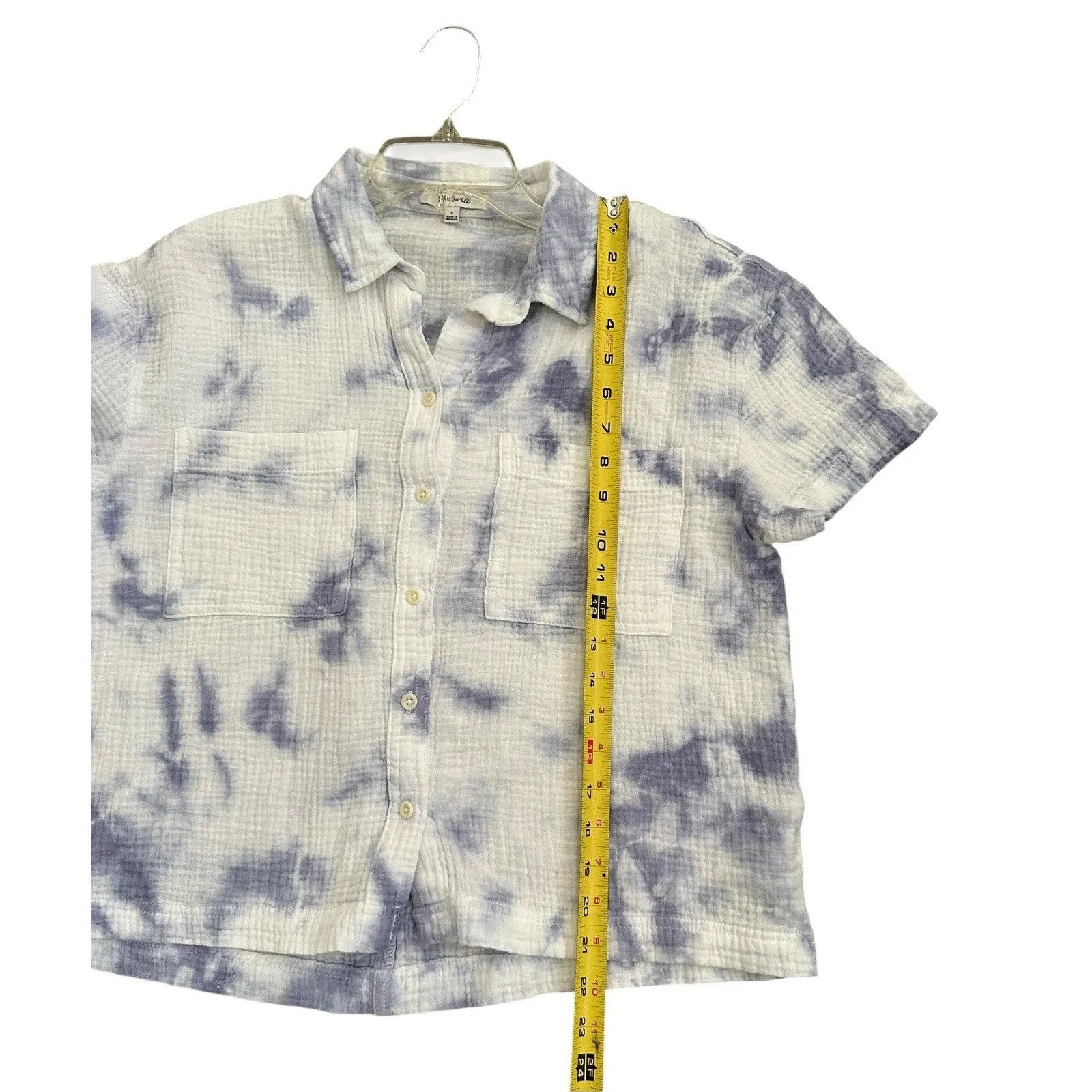 Madewell Tie-Dye Lightspun Beachside Shirt Sz Small Craft Blue Cotton - Image 7