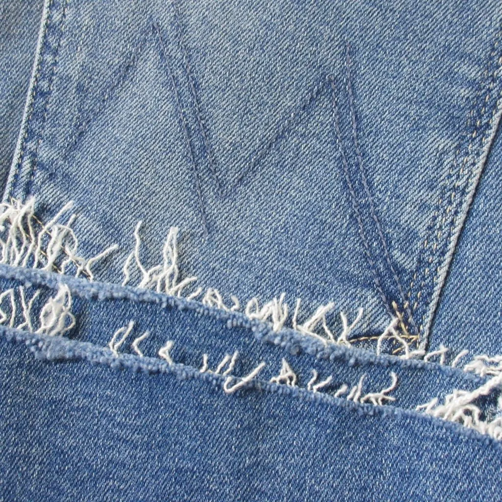 NWT Mother The Roller Fray in Riding The Cliffside Stretch Wide Leg Jeans 30 Blue - Image 8