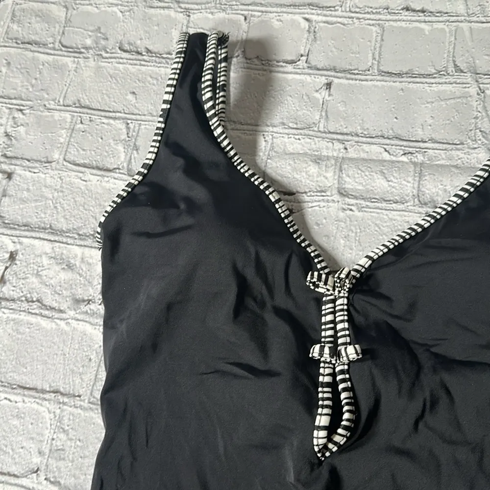 Sears Tropical Escape One Piece Plunge Black White Swimsuit size 10 NEW women’s - Image 16