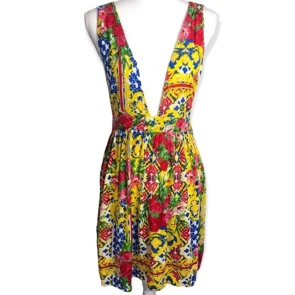 Asos Design Swim Floral Tile Print Crinkle Beach Dress - Image 4