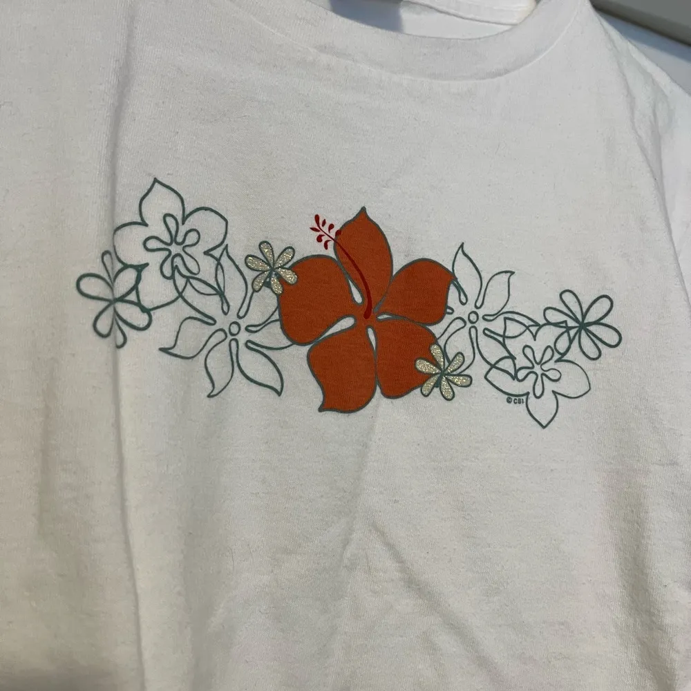 Orange and White Floral Long Sleeve Top Size M - Image 5