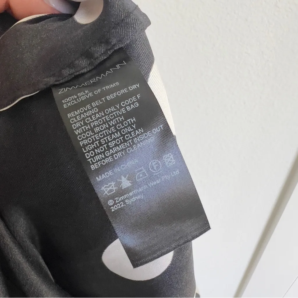 NWT Zimmermann Confetti Tie Neck Midi Dress in Black and Cream Polka Dots - Image 11