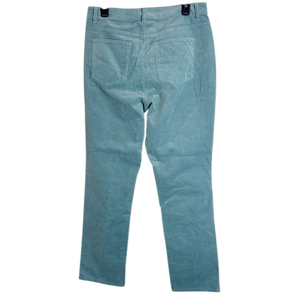 Talbots High-Waist Straight-Leg Curvy Blue Teal Corduroy Pants size 10P - Image 3