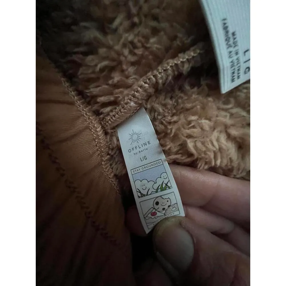 Cozy Offline by Aerie Sherpa Joggers - Brown size Large - Image 7