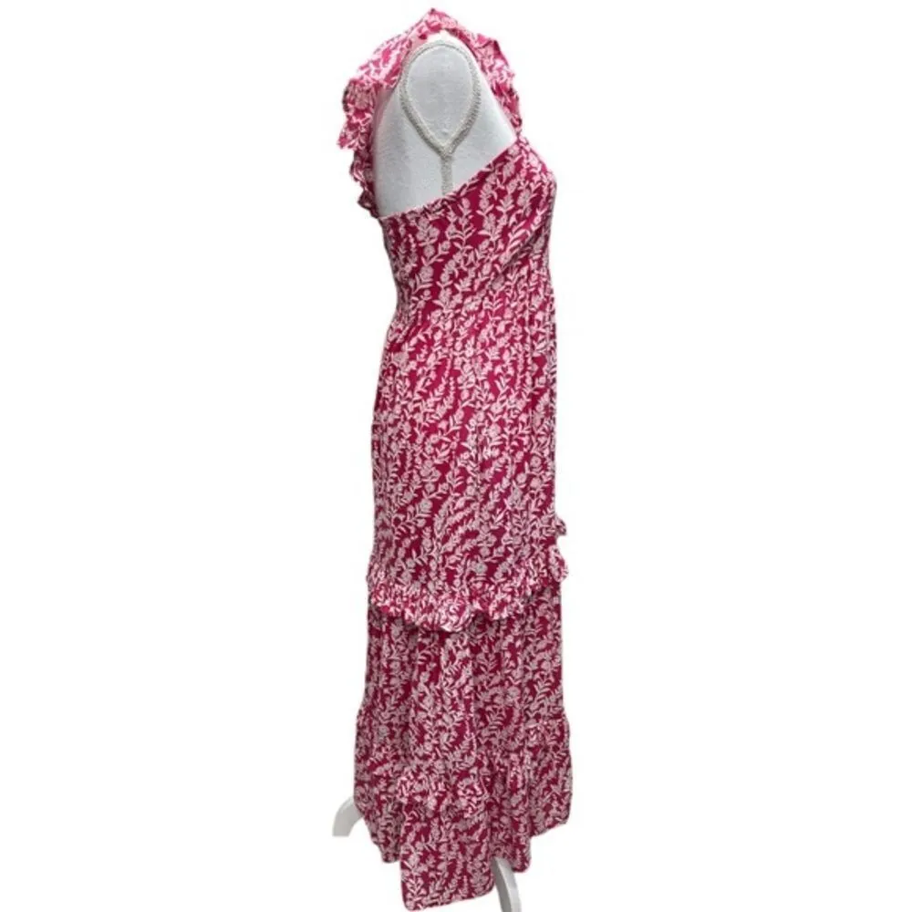 Banjanan Women Pink Penelope Tiered Ruffled‎ Dress Shadow Bloom Paradise Size XS - Image 4