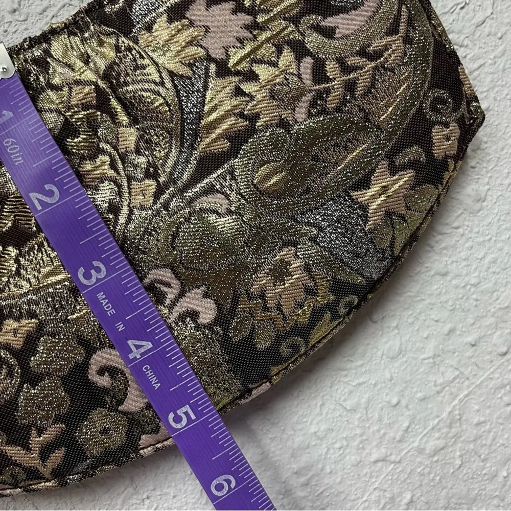 Y2K Vintage Victorias Secret Purse Metallic Shoulder Bag Floral Gold Silver - Image 10