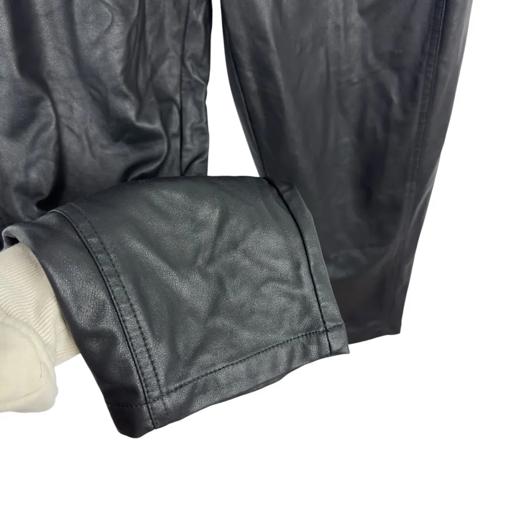 Zara High-Waisted Faux Leather Balloon Barrel Leg Trouser Pants Black 2969/246 M - Image 5