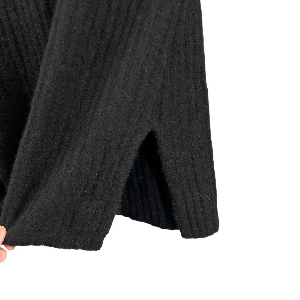 Something Navy Tunic Sweater Black Crew Neck Ribbed Knit Womens Medium New - Image 3