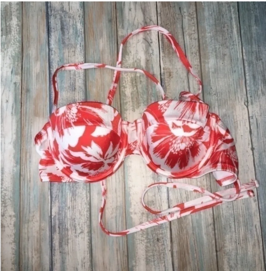 Shade & Shore Orange Floral Push Up Bikini Top *34B New Without Tag - Image 2