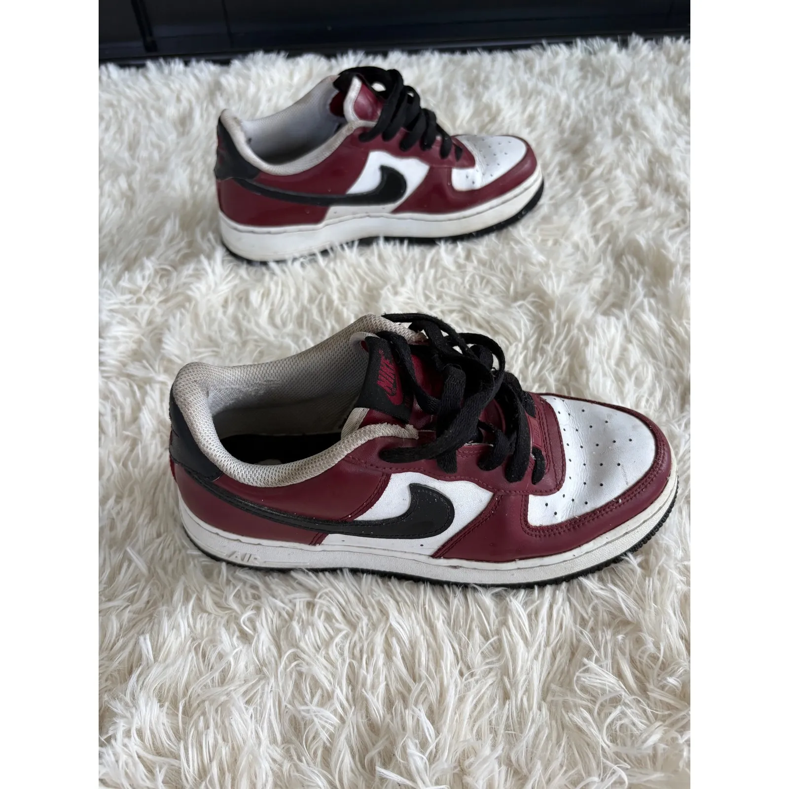 Nike Air Force 1 AF1 Burgundy Red‎ Black White Low Top Sneakers Shoes 6.5 - Image 3