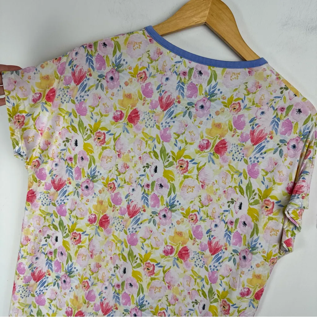 Little Sleepies Womens Bamboo Pajama Top Sz Medium Watercolor Blooms Purple - Image 10
