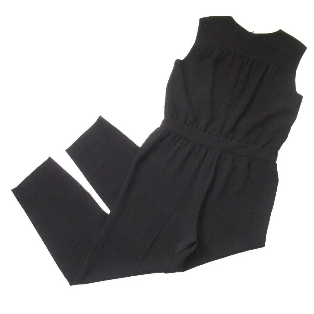 NWT Theory Shirred Jumpsuit in Black Classic Crepe Keyhole Neck Jumpsuit 6 - Image 9