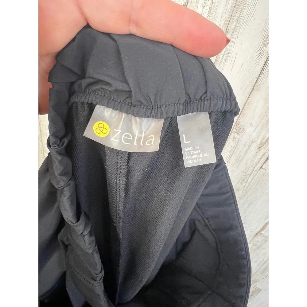 Zella Black Getaway Drawstring Cargo Pockets Button Closure Crop Pants Size L - Image 9