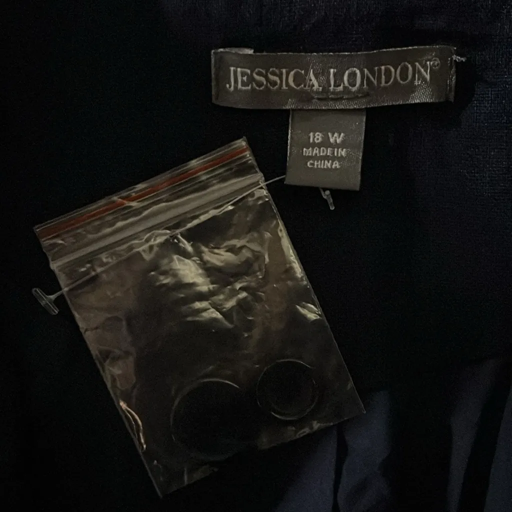 Jessica London NWT Size 18W Navy Blue Notch Collar Linen Blend Blazer Jacket - Image 5