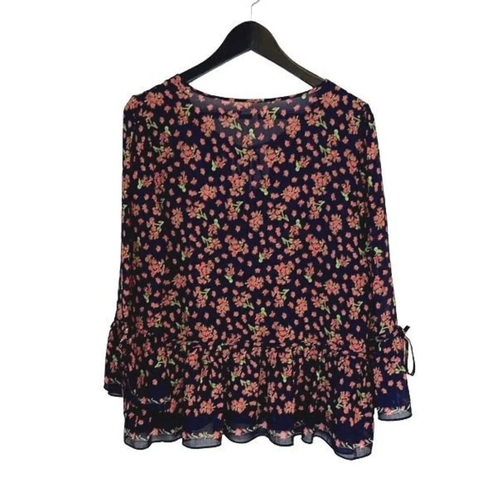 Max Studio Baby‎ Doll Boho Blouse Blue/pink floral Size Medium - Image 6