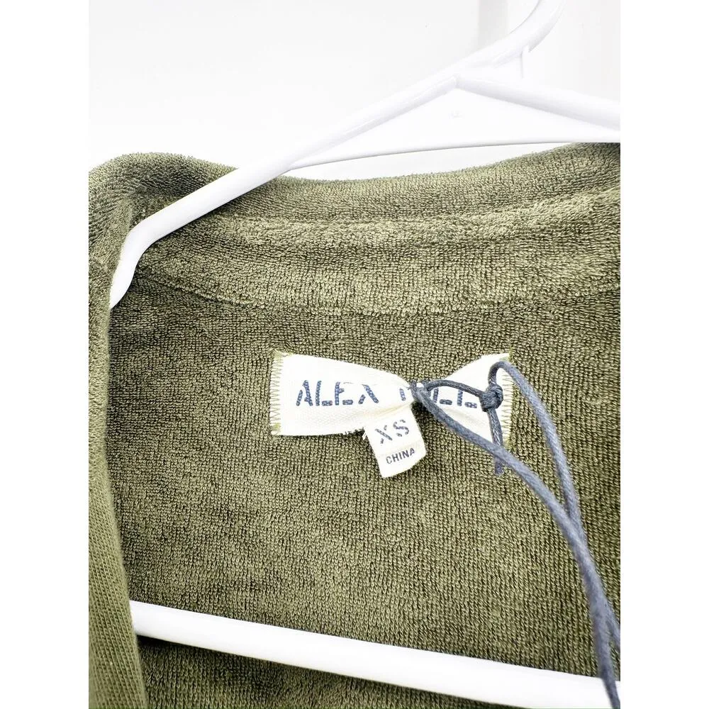 Alex Mill Benny Terry Cloth Olive Green Drawstring Jumpsuit Size XS - Image 4