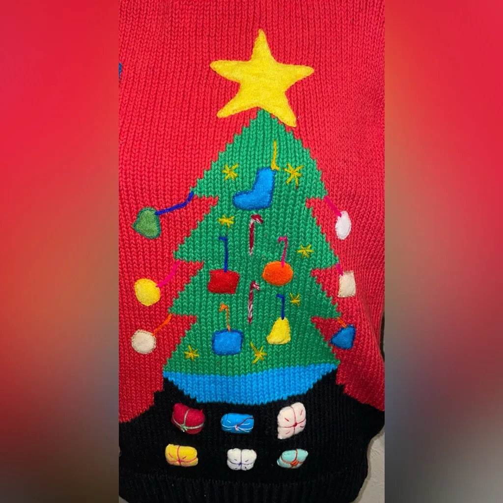 Vanari Vintage Women’s Size L Christmas Tree Red/Green Red/Green Sweater Red Size M - Image 3