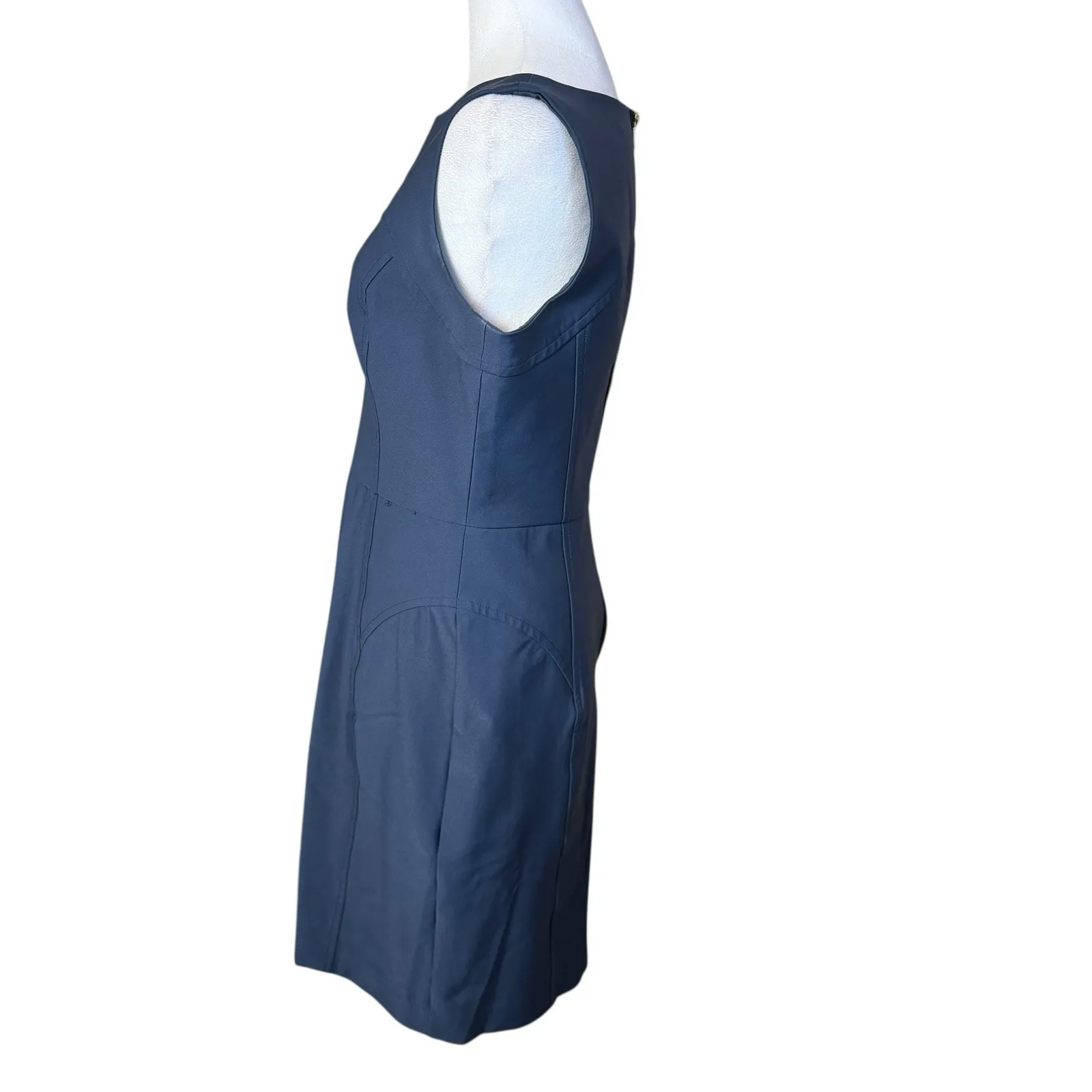 Milly Navy Blue Sheath Dress Size 10 Career Business Gold Zipper Cocktail Event - Image 3