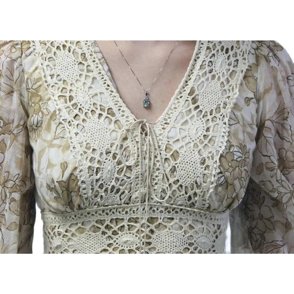 Vintage 70s GUNNE SAX Prairie Print Dress Boho JESSICA McClintock COTTAGECORE S - Image 5