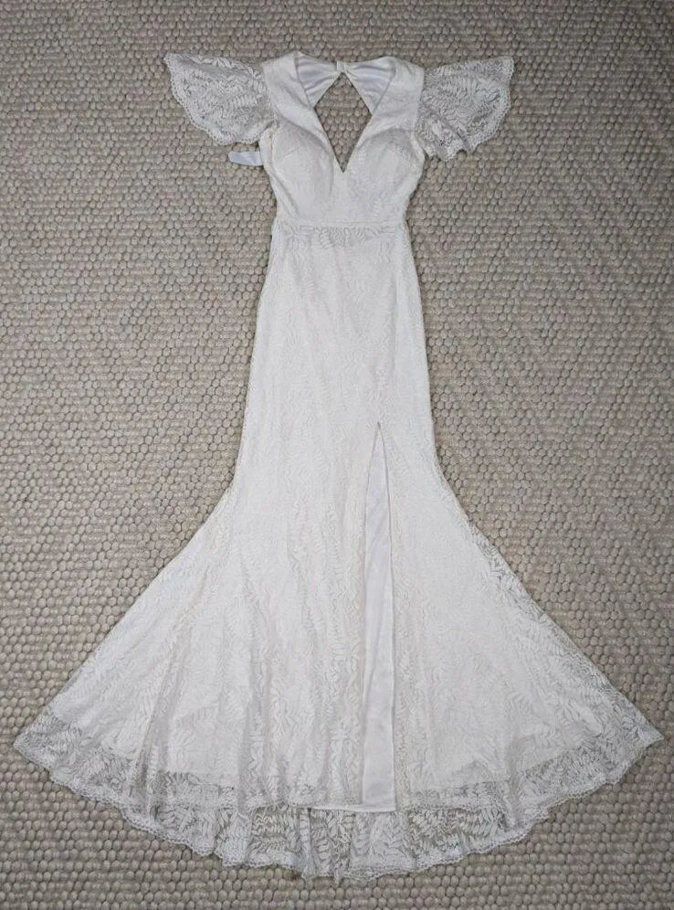 NWT Fame and Partners Chelsey White Lace Wedding Gown Dress Sz 2 - Image 7