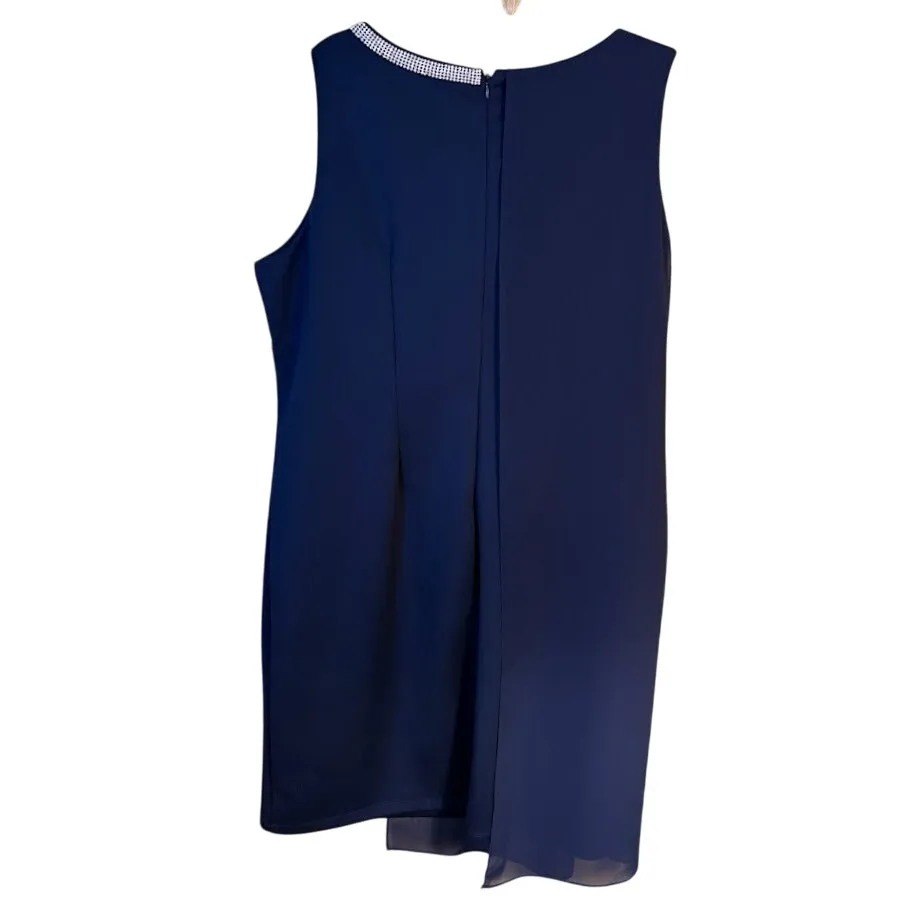 SLNY Fashions Navy Sleeveless Cocktail Dress with Chiffon Overlay Size 18W NWT - Image 5
