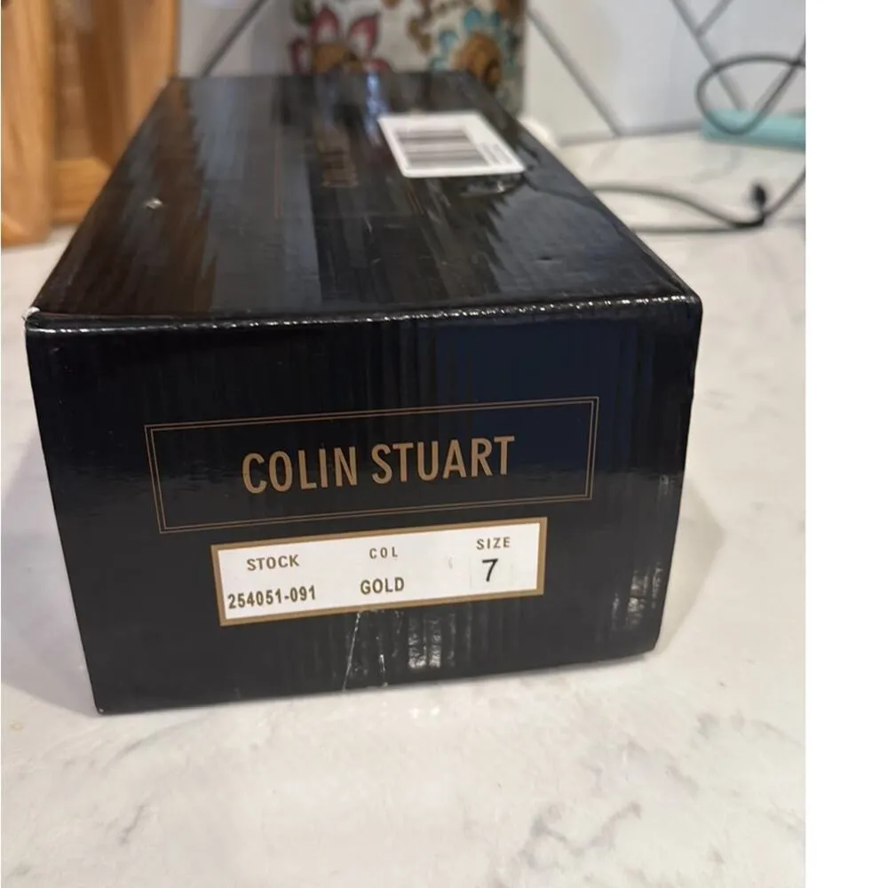 Colin Stuart gold gladiator ankle strap Grecian sandals size 7 faux leather - Image 8