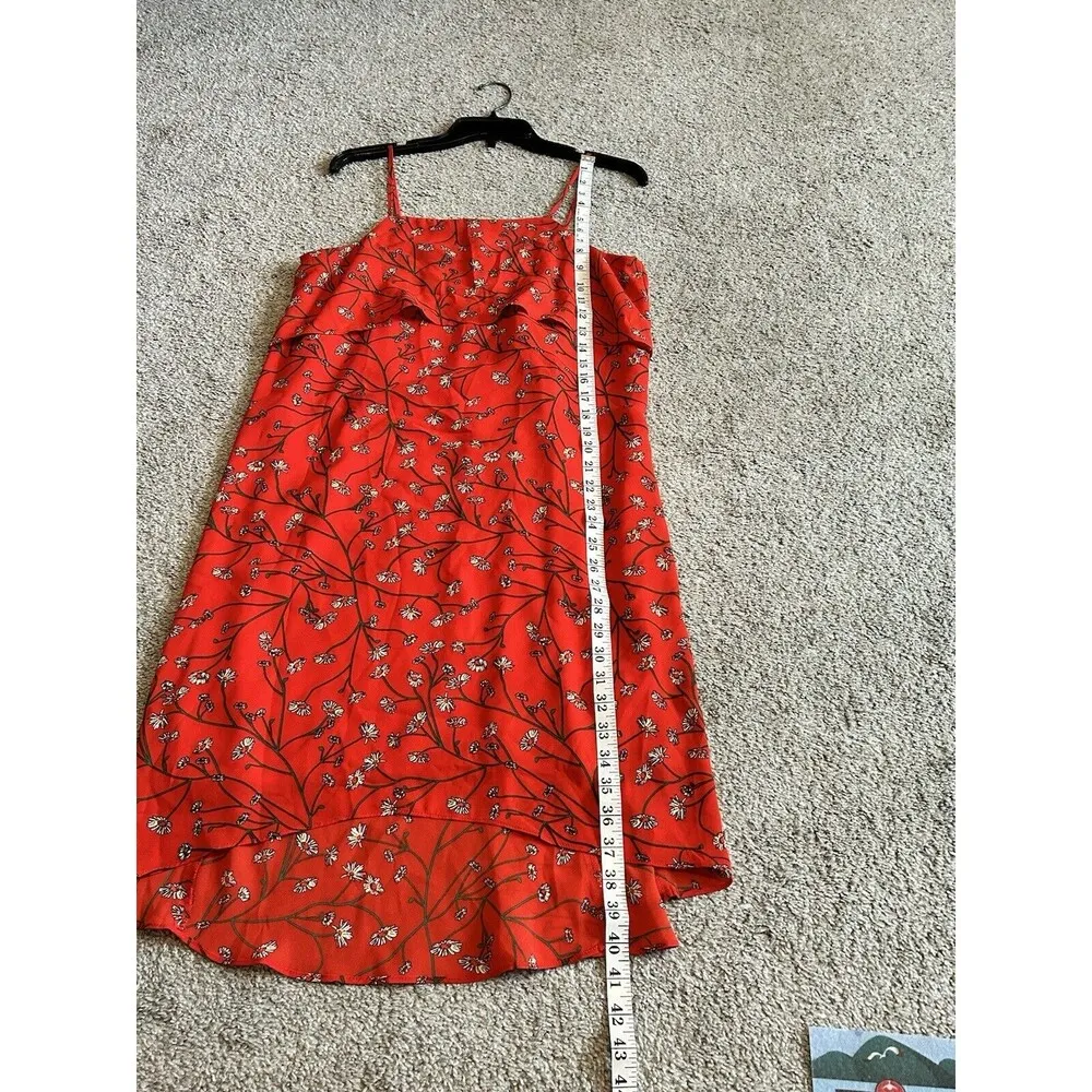 Tabitha Webb Flowered Dress Size 6 Red White Black Floral Lined Spaghetti Straps - Image 6