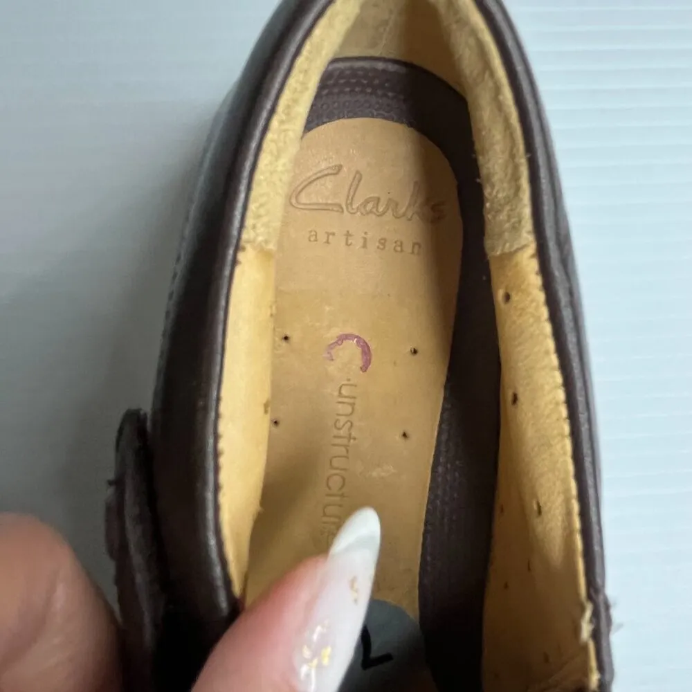 CLARKS Loafers Comfort Slip On Shoes Womens Artisan Unstructured Brown Leather 7 - Image 2