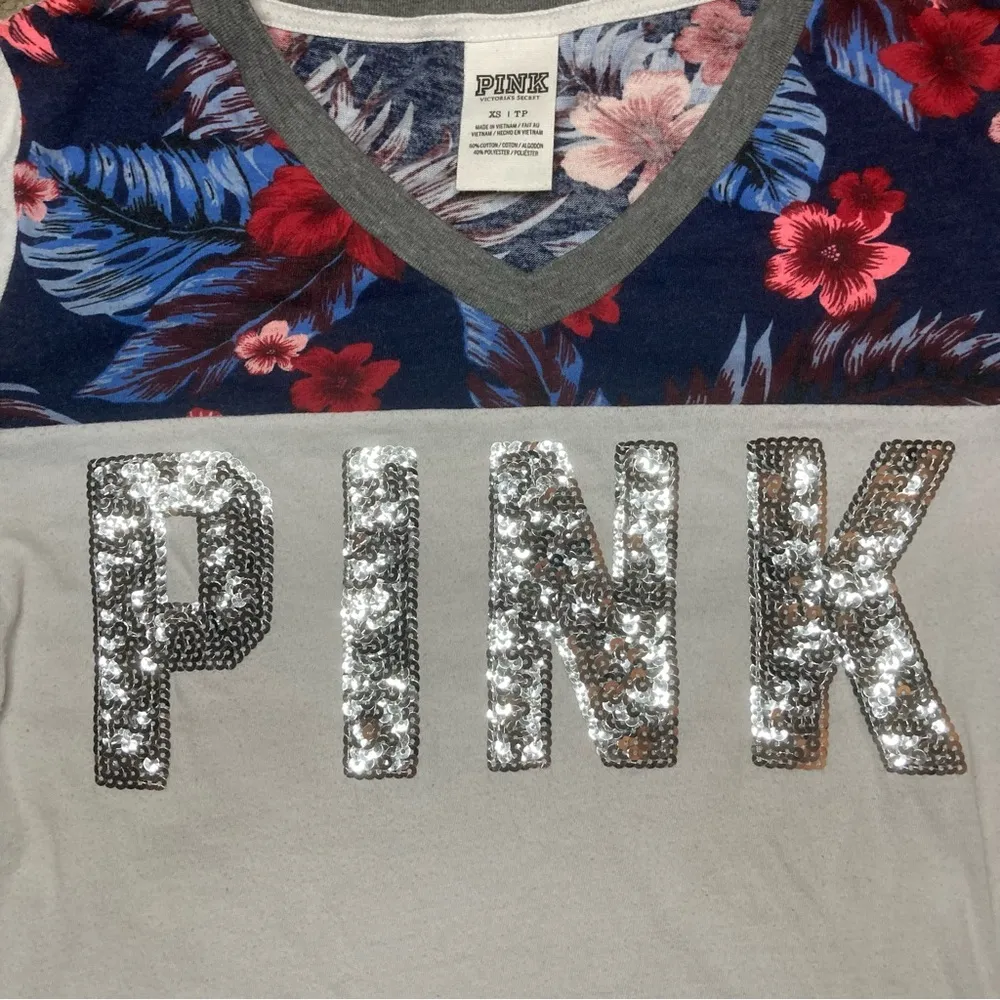 Vintage Y2K Victoria’s Secret Pink Sequin T-Shirt Size XS - Image 2