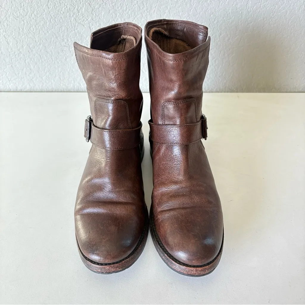 Frye Ankle Boots Flat Brown Leather Women’s Size 8 B - Image 2