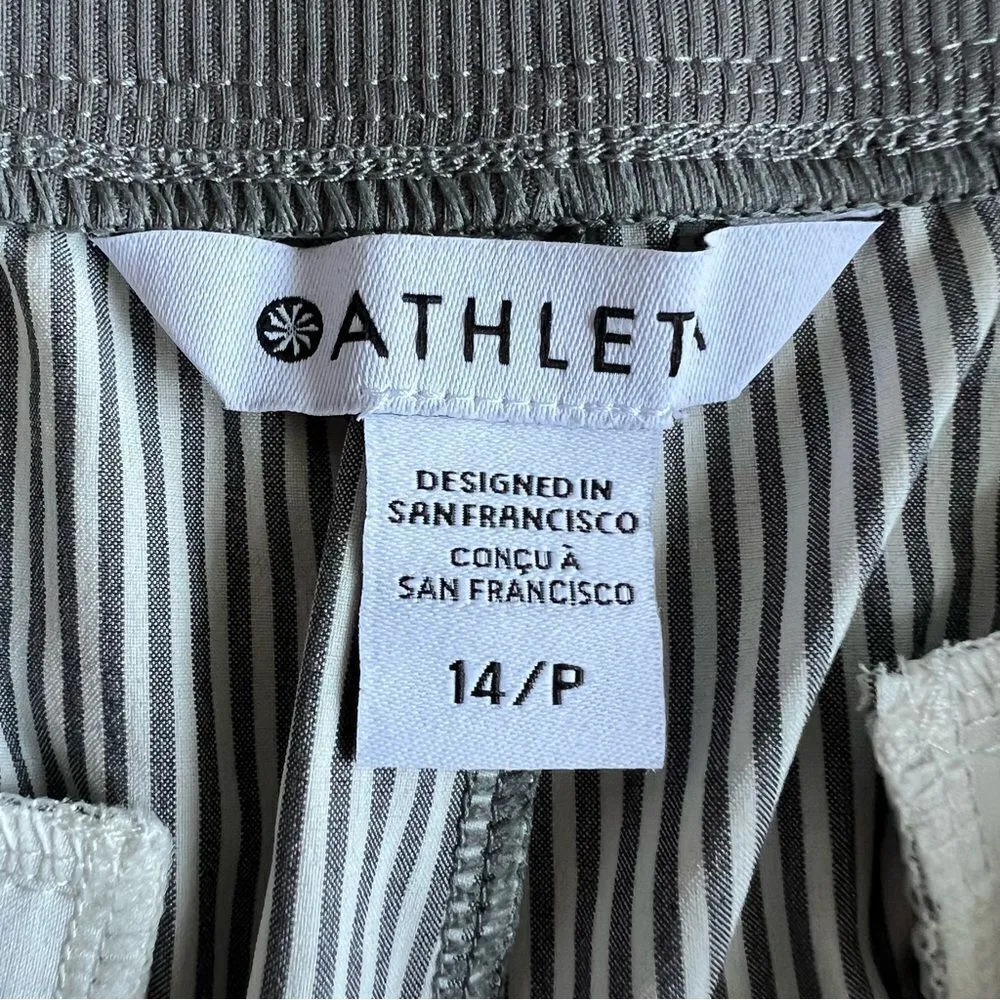 Athleta Brooklyn Textured Ankle Pant City Stripe Black/Sea Grey Size 14P - Image 8