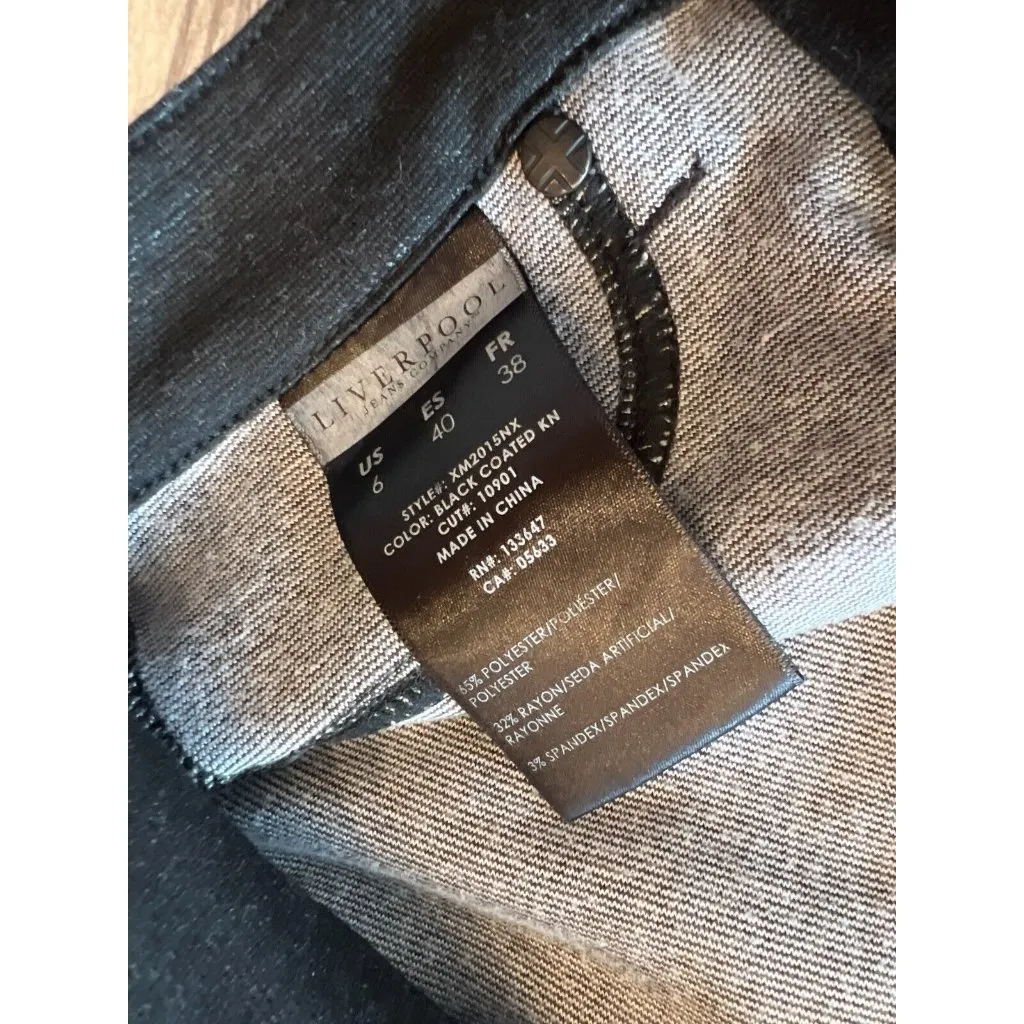 Liverpool Jeans Black Coated Knit‎ Pants Womens size 6 XM2015NX Stretch Womens - Image 4