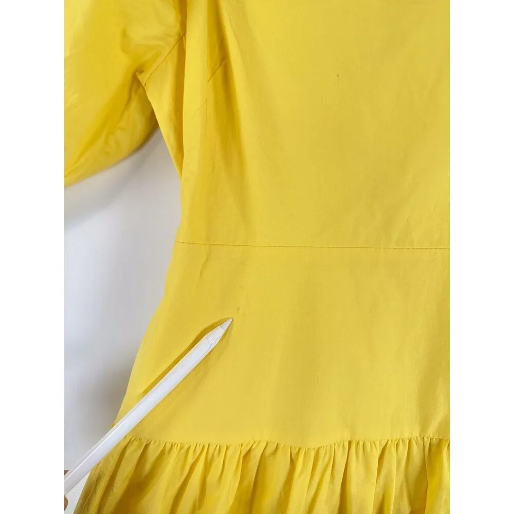 NWT Tanya Taylor Dress Yellow Carly Mini Tiered Puff Open Back Bow A Line Size 2 - Image 6