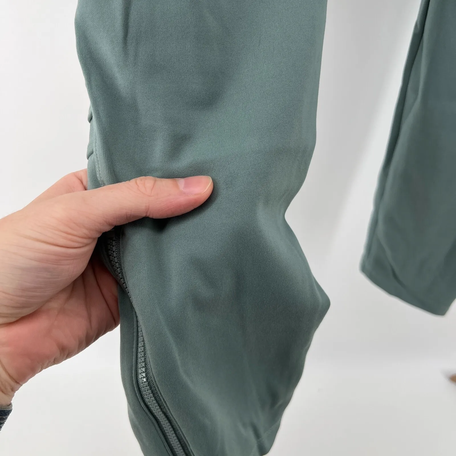 Athleta Women L Delancey Moto Tight Legging Sage Green Stretch High Rise Pockets - Image 6