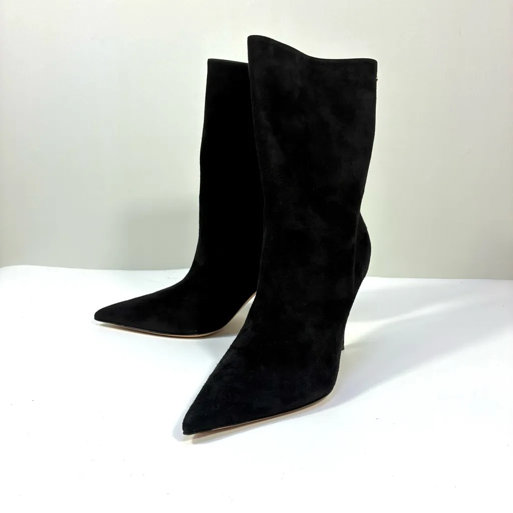 Gianvito Rossi Camoscio Stivale Pointed Toe Bootie Boots Black 39.5 EU NEW Suede - Image 10
