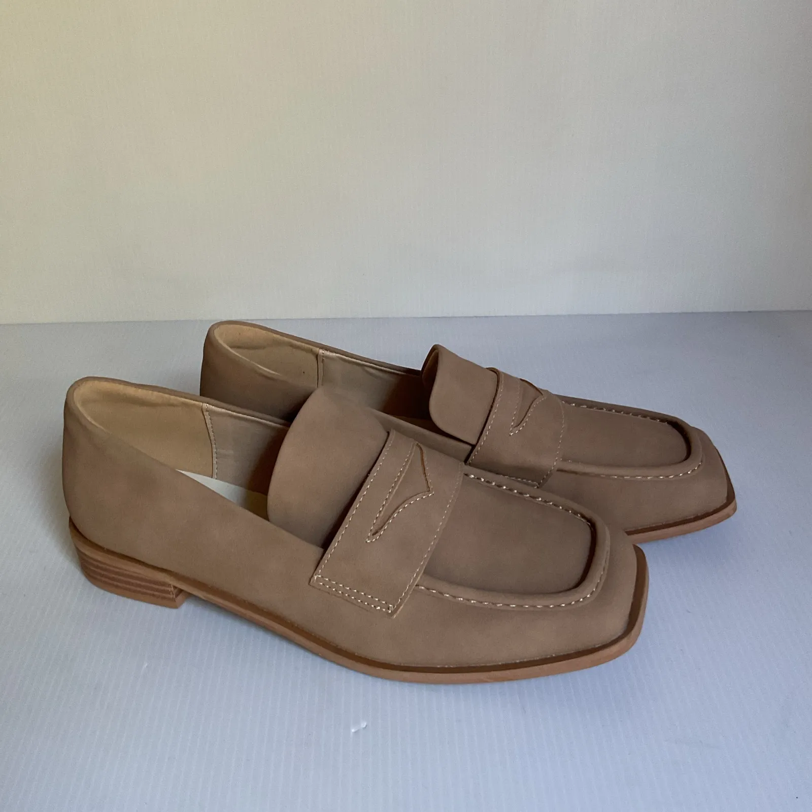 Oasis Society Women’s 7 Flats – Nude Beige Square Toe Tan - Image 2